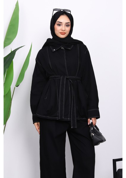 Siyah Çıtçıtlı Ceket Pantolonlu Gabardin Takım modelleri