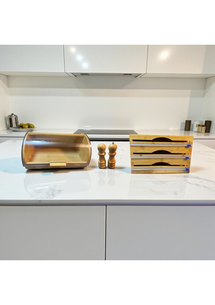 Bambu Ekmeklik Ekmek Dolabı - Streç Flim Folyoluk Tuzluk Karaberlik 4 Lü Set indirimleri