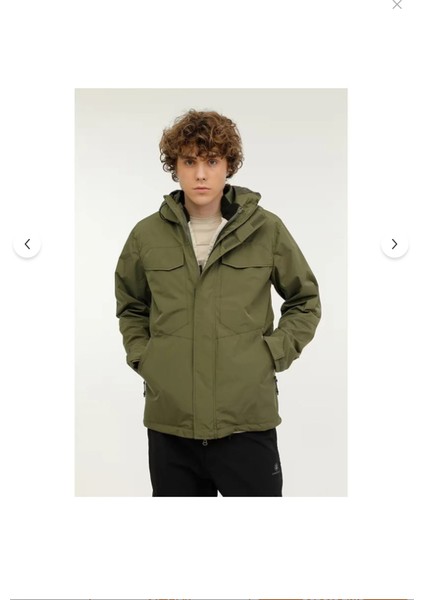 Prıme 3pr Haki Su Itici Rüzgar Geçirmez Mont+Yelek Çiftli Takım Erkek Mont modelleri