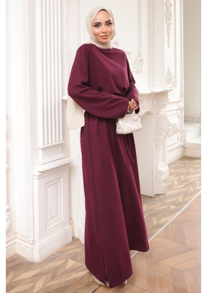 Mürdüm Bisiklet Yaka Bel Kuşaklı Elbise fiyatları