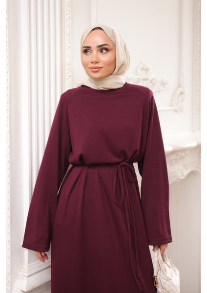 Mürdüm Bisiklet Yaka Bel Kuşaklı Elbise modelleri