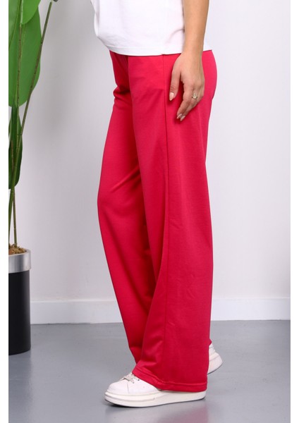 Fuşya Bel Lastikli İki İplik Palazzo Eşofman Alt modelleri