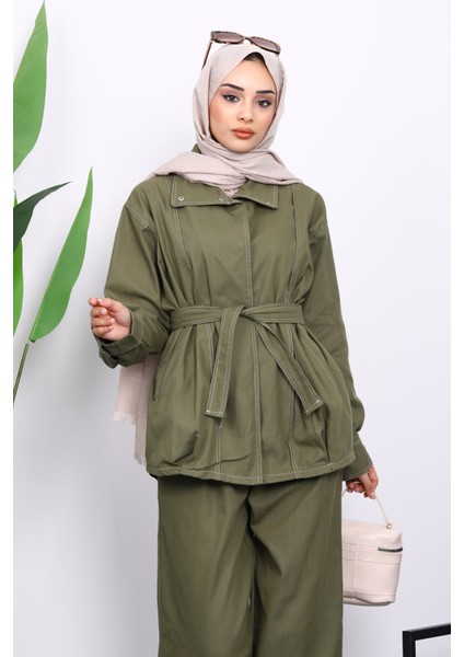 Haki Çıtçıtlı Ceket Pantolonlu Gabardin Takım fiyatları