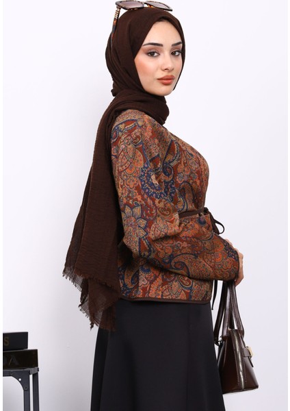 Kahverengi Etnik Desenli Cepli Ceket fırsatları