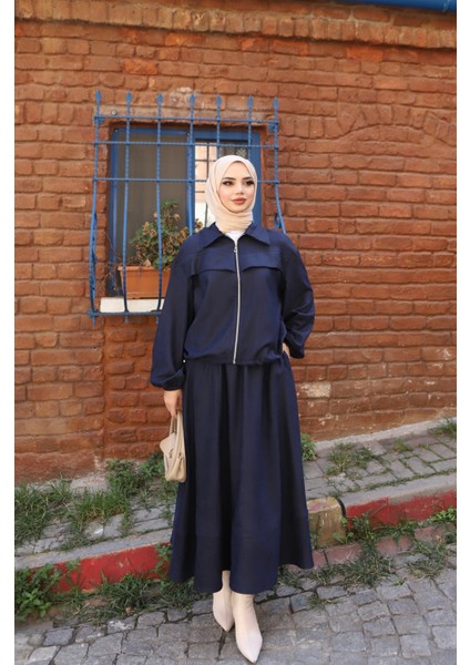 Fermuarlı Etekli Süet Takım