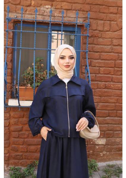 Fermuarlı Etekli Süet Takım modelleri