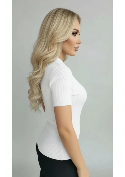 Kadın Kısa Kollu Triko Bluz