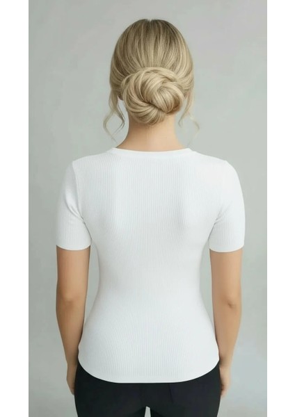 Kadın Kısa Kollu Triko Bluz