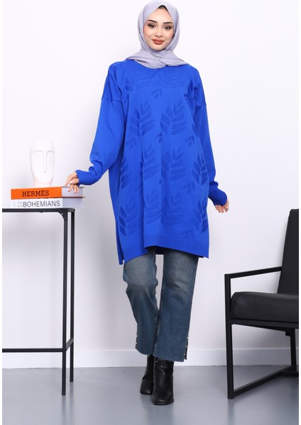 Saks Mavi Soğuk İplik Merserize Triko Tunik fiyatları