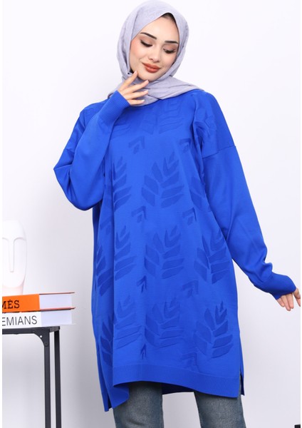 Saks Mavi Soğuk İplik Merserize Triko Tunik modelleri