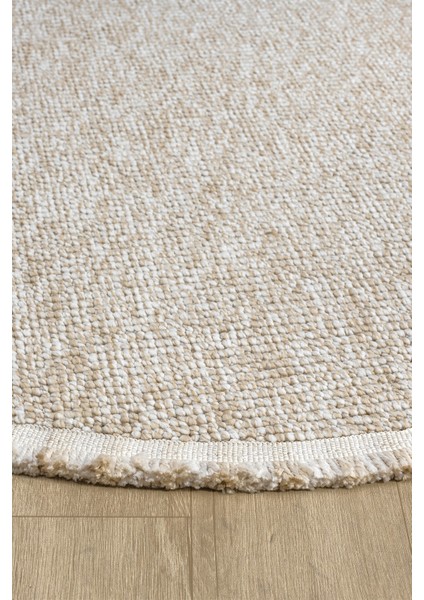 Bej Daire Yuvarlak Saçaklı Modern Halı 10 mm Yükseklik Yıkanabilir Konforlu modelleri