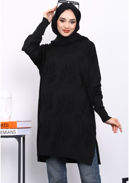 Siyah Soğuk İplik Merserize Triko Tunik