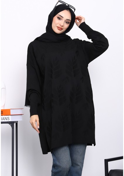 Siyah Soğuk İplik Merserize Triko Tunik modelleri