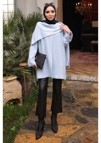 Bebe Mavi Şal Detaylı Dokulu Hırka