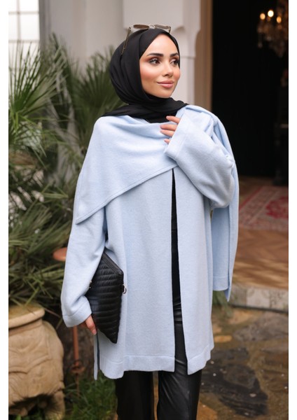 Bebe Mavi Şal Detaylı Dokulu Hırka modelleri