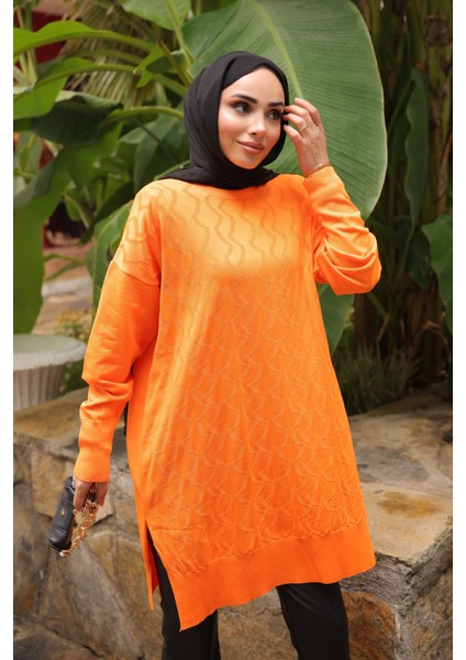 Oranj Bisiklet Yaka Soğuk İplik Triko Tunik fiyatları