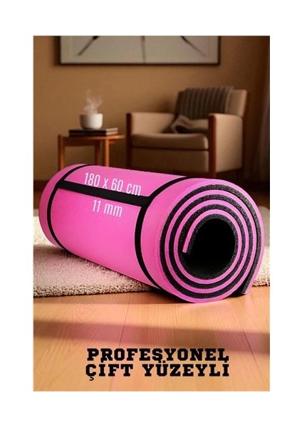 Bfs Pilates Matı- Spor Matı - Yoga Matı 11 mm Çift Taraflı Pembe