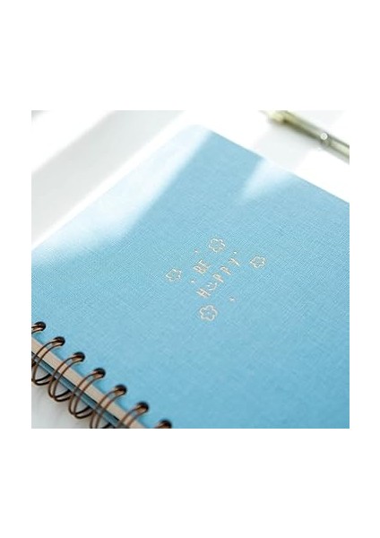 A5 Spiralli Sert Kapak Keten Düz Çizgisiz Tarihsiz Not Defteri Mavi fırsatları