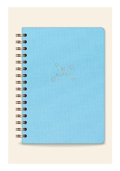 A5 Spiralli Sert Kapak Keten Düz Çizgisiz Tarihsiz Not Defteri Mavi indirimleri