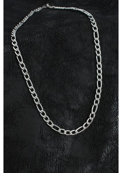 Bfs 316L Çelik Kalın Figaro Zincir Model Gümüş Renk Erkek Kolye