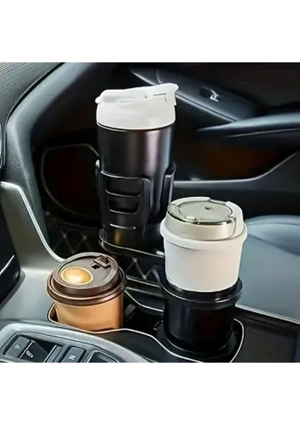 Araç Içi 360 Derece Dönen 2'li Bardaklıklı Açılarak Ayarlanabilir Bardak Tutucu Aparat