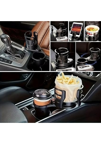 Araç Içi 360 Derece Dönen 2'li Bardaklıklı Açılarak Ayarlanabilir Bardak Tutucu Aparat fiyatları