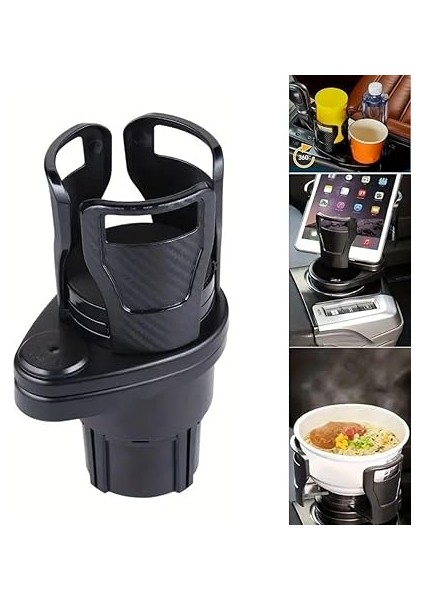 Araç Içi 360 Derece Dönen 2'li Bardaklıklı Açılarak Ayarlanabilir Bardak Tutucu Aparat modelleri