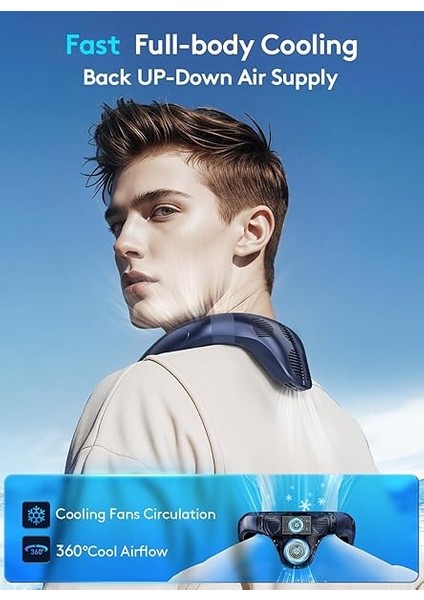 Boyun Klima Taşınabilir, Soğuk Havayı Üfleyen, 360° Yukarı-Aşağı Hava Akımı Boyun Fanları, Tüm Vücut Için 6000MAH Soğutma Boyun Fanı, Dış Mekan/ofis/seyahat Için Giyilebilir Fan modelleri
