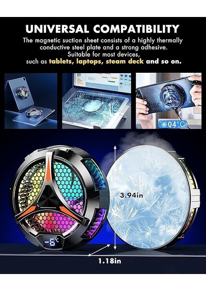 iPad Soğutucu,ıpad/yüzey Pro/samsung Tab Için Manyetik Tablet Soğutucu,buhar Güverte Için Uyumlu,mobil Oyun Için Sıcaklık Göstergeli Evrensel Radyatör,tiktok Canlı Akış fiyatları