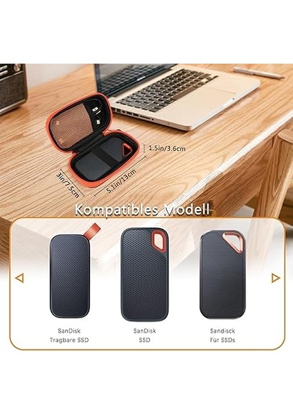 Sandisk Extreme Pro/sandisk Extreme Taşınabilir SSD Harici SSD Için Sert Kılıf 128 GB 500 GB 1 Tb 2 Tb Koruyucu Saklama Seyahat Çantası Çanta Kılıf (Turuncu) fiyatları