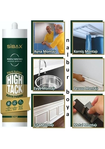 Sibax NS78 Hibrit High-Tack Montaj - Korniş Yapıştırıcısı 290 ml Beyaz fırsatları