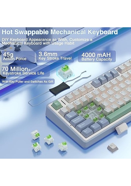 F75 Mekanik Rgb Tkl Reaper Switch Kablosuz Makrolu Hot Swap Klavye Pastel fırsatları