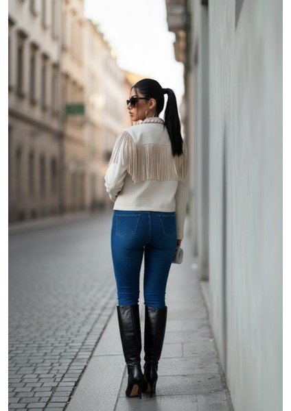 Kadın Western Süet Püsküllü Haki Ceket fırsatları