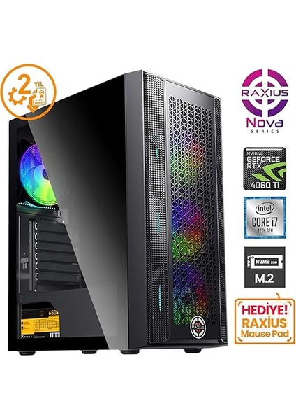 Nova G1 I7 406T-27F07F I7-12700F 32GB 1tbssd+1tbssd RTX4060TI Freedos Gaming Masaüstü Bilgisayar fırsatları