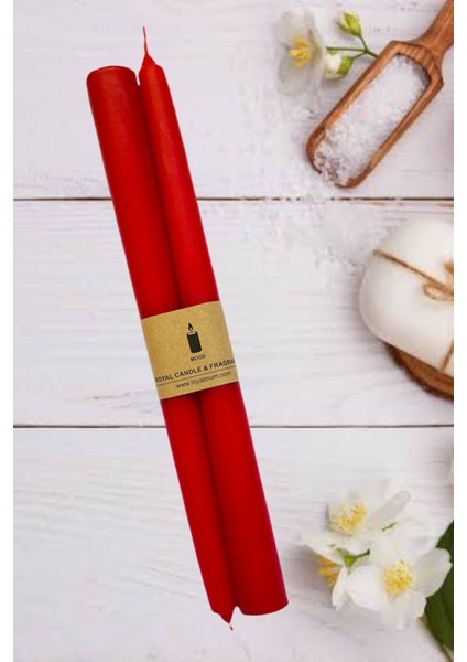 Şamdan Mum Yılbaşı Seri - Kırmızı Renk - 2 Adet