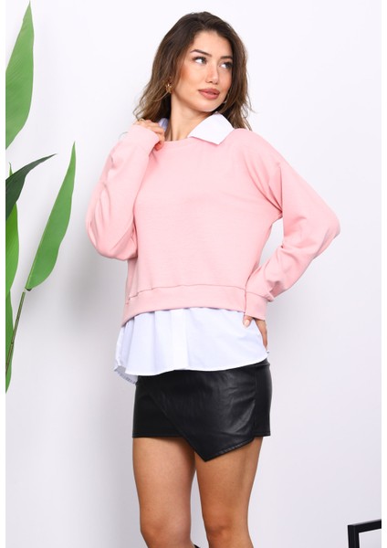 Pudra Gömlek Garnili Modal Sweat modelleri