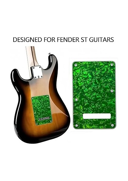Guitar Back Plate Compatible With Strat/stratocaster Tremolo Cavity Cover, Tremolo Cover With Pickguard Featuring 6 Screws(Green) fırsatları