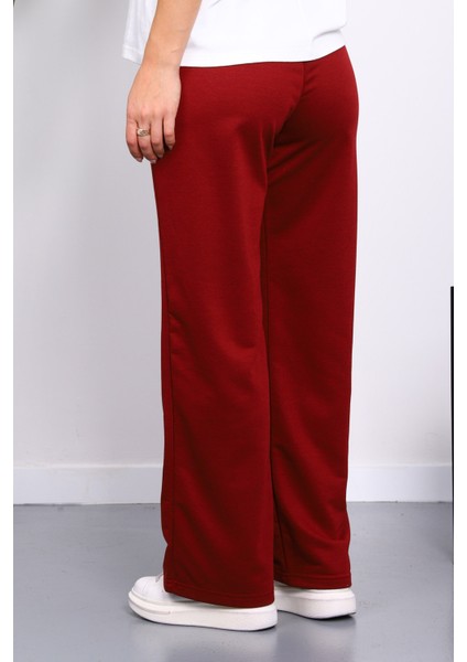Bordo Bel Lastikli İki İplik Palazzo Eşofman Alt fırsatları