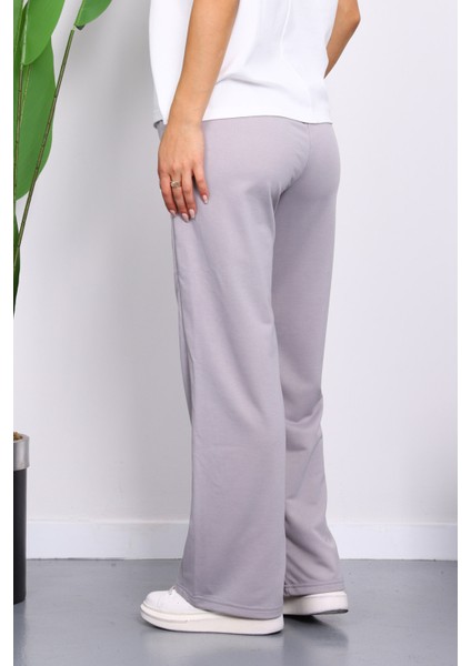 Gri Bel Lastikli İki İplik Palazzo Eşofman Alt fırsatları