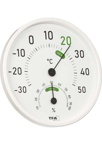 Dostmann Analog Termal Higrometre, 45.2045.02, Iç ve Dış Mekan Için, Renkli Konfor Bölgeleri, Beyaz, U 130 x G 20 x Y 165 mm
