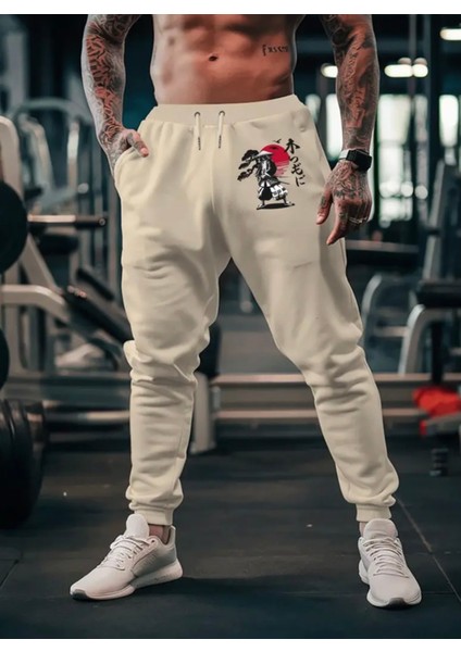 Büyük Beden Özel Tasarım Tokyo Baskılı %100 Pamuk Kışlık Japon Stil Erkek Eşofman Altı