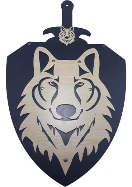 Kurt Başlı Kılıc Kalkan Seti, Ahşap Oyuncak ETİCSET030