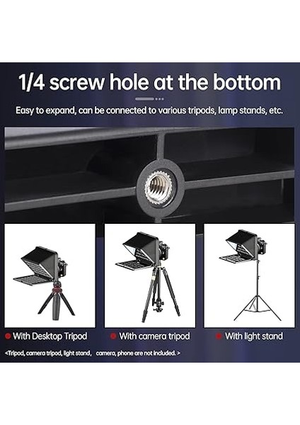 Taşınabilir Teleprompter, 8 Inçe Kadar Akıllı Telefon Tabletleri Için, Uzaktan Kumandalı, Kamera ve Akıllı Telefon ile Çalışır, Video Çekimi, Çevrimiçi Ders, Canlı Yayın Röportajı Için (Siyah) indirimleri