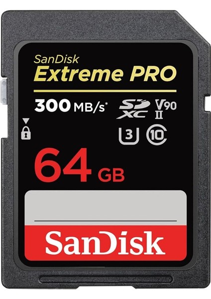 Extreme Pro Sdhc Uhs-Iı Hafıza Kartı V90 64 GB (300 Mb/s, 8k, 4K ve Full-Hd Video Kaydı, Rescuepro Deluxe, Darbeye Dayanıklı, Isıya Dayanıklı, Su Geçirmez ve Röntgen Korumalı)