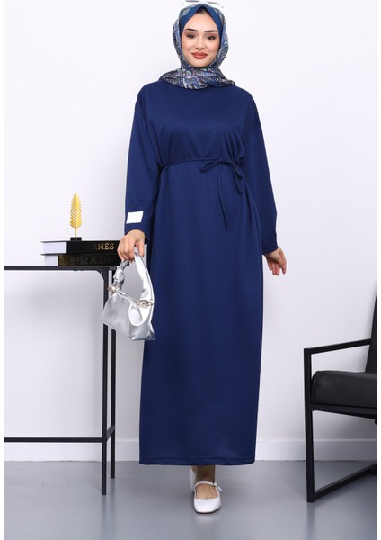 Lacivert İki İplik Modal Elbise