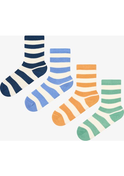 Çok Renkli Erkek Çocuk Bold Stripes 4lü Soket Çorap