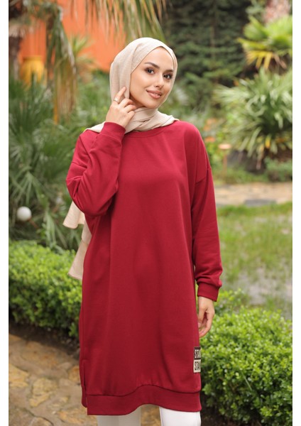 Bordo Bisiklet Yaka Armalı Tunik fiyatları