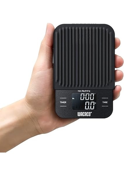 Exagram Zamanlayıcılı Kahve Tartısı, 0.1g/2kg Yüksek Hassasiyetli, Dokunmatik Düğmeli Mutfak Tartısı Paslanmaz Çelik Platform, Ağırlık/dara, Otomatik Kapanma, Siyah (Piller Dahil Değildir)