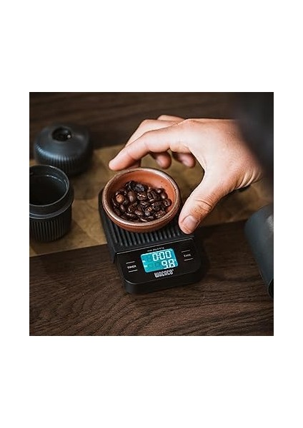 Exagram Zamanlayıcılı Kahve Tartısı, 0.1g/2kg Yüksek Hassasiyetli, Dokunmatik Düğmeli Mutfak Tartısı Paslanmaz Çelik Platform, Ağırlık/dara, Otomatik Kapanma, Siyah (Piller Dahil Değildir) modelleri