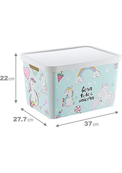 Stafi Desenli Çok Amaçlı Kapaklı Kutu 18 Lt Unicorn fiyatları